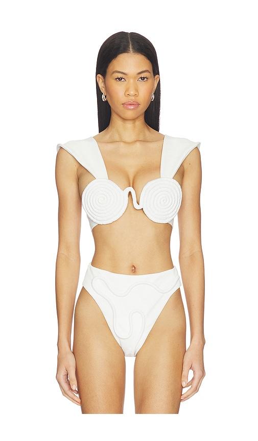nau bikinis athens wide strap bikini top in white.