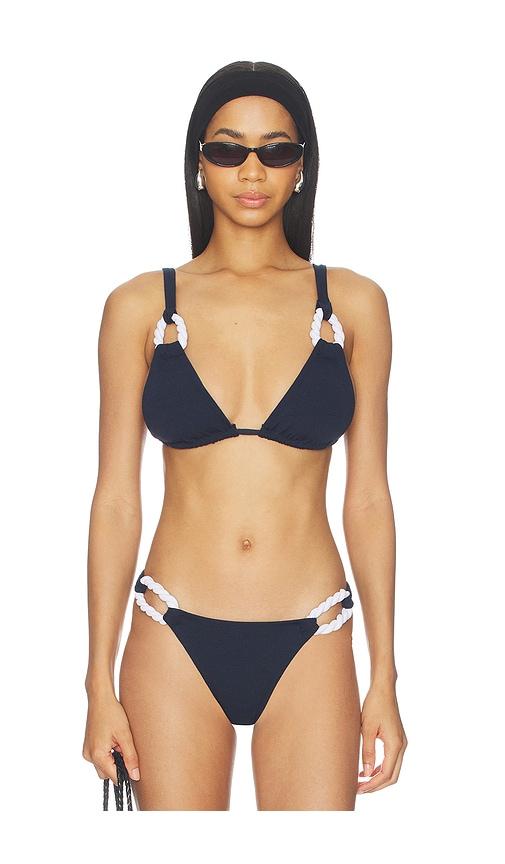 nau bikinis rope contrast bikini top in navy.
