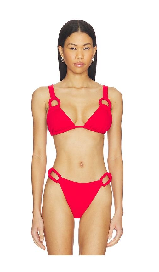 nau bikinis rope link bikini top in red.