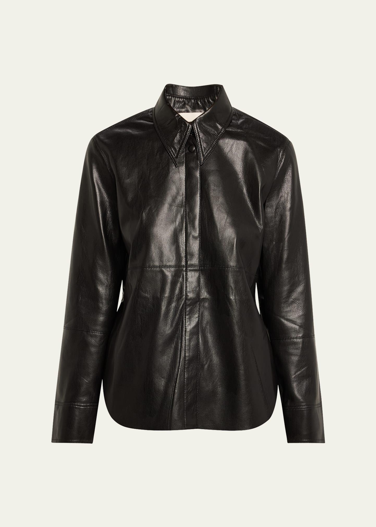 naum long-sleeve alt-leather shirt