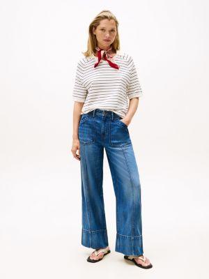 nautical high-rise wide-leg jean