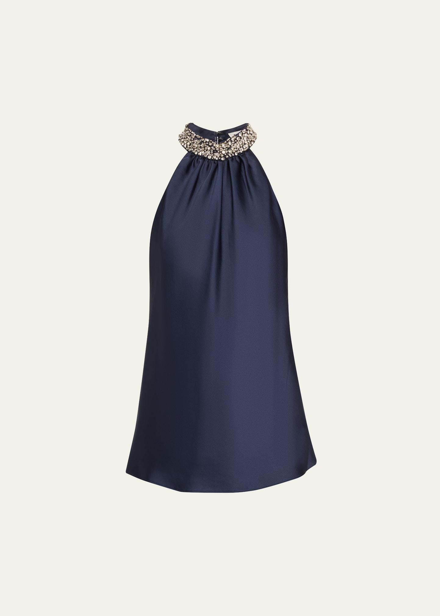 navi sleeveless crystal-embellished top