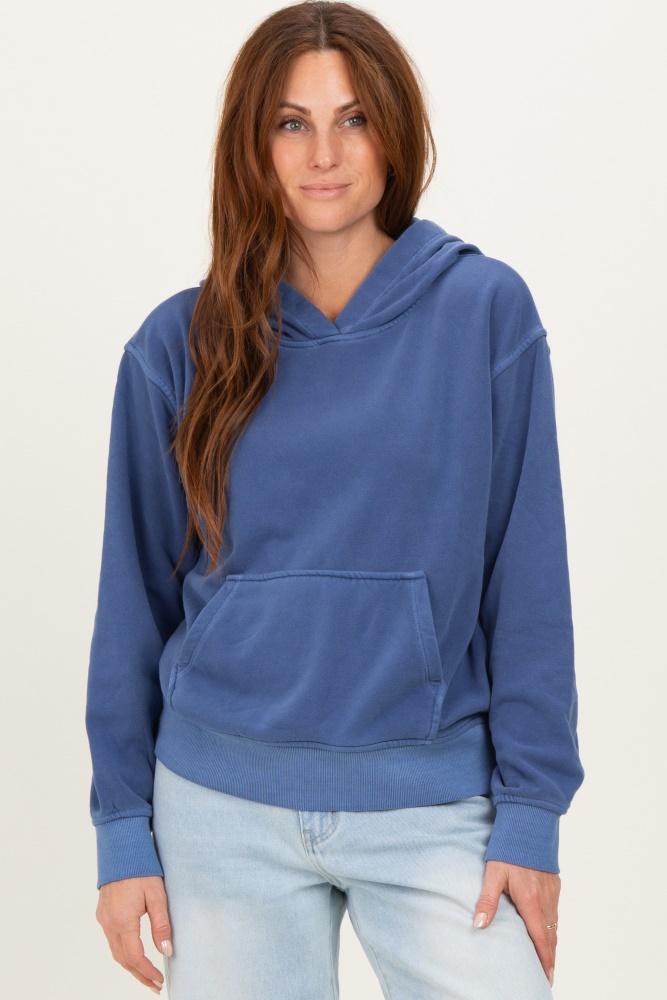 navy soft fleece pocket hoodie