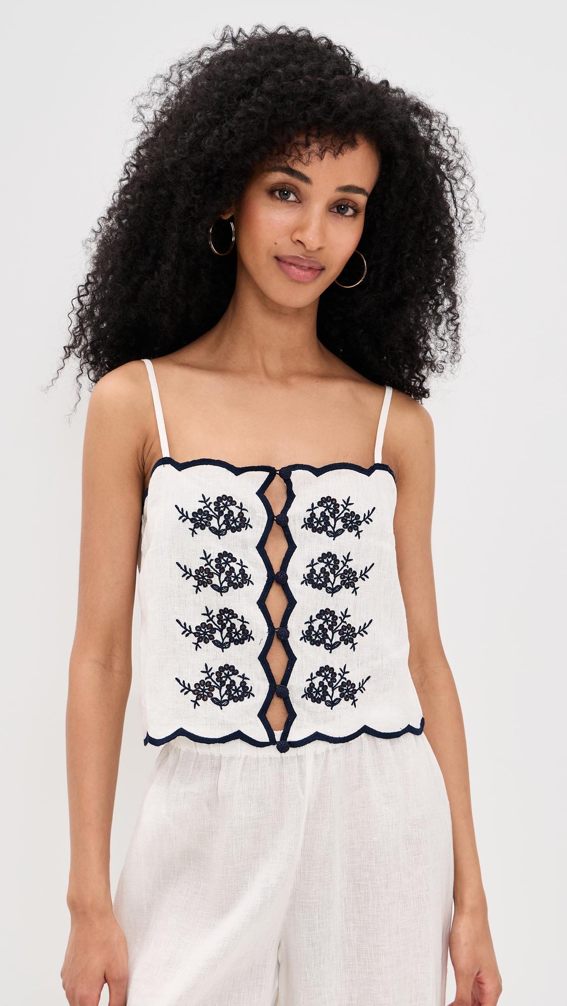 nazare embroidered linen camisole