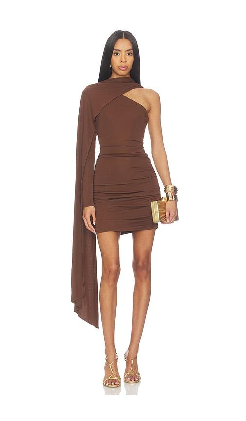 nbd allona mini dress in brown.