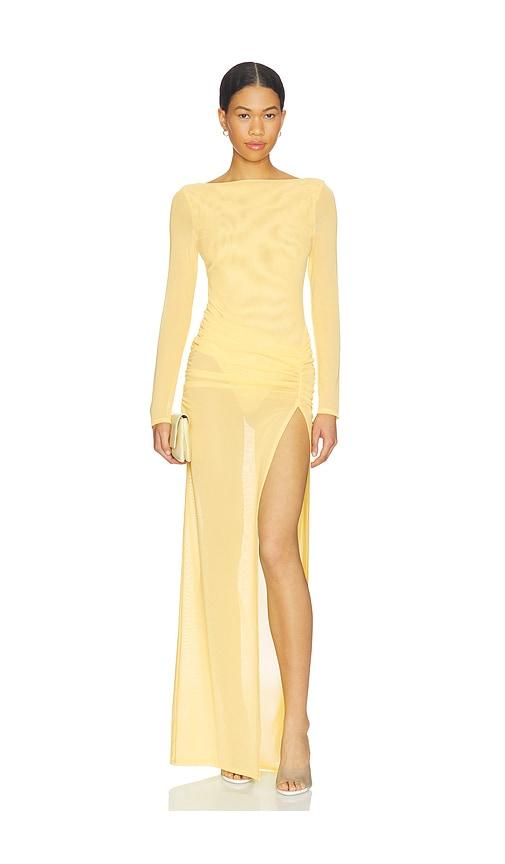 nbd amalya maxi dress in lemon.