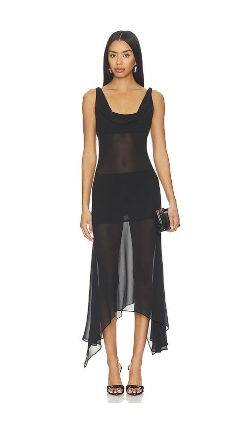 nbd azura maxi dress in black.