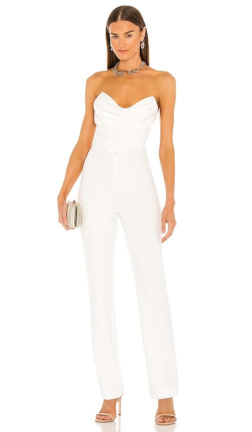 nbd conner jumpsuit in white.