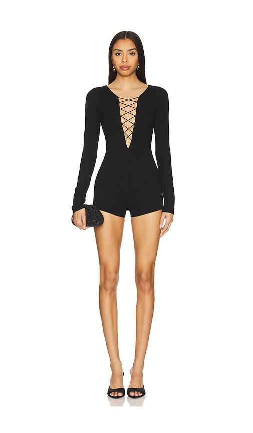 nbd faye romper in black.