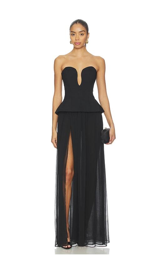 nbd gemma gown in black.