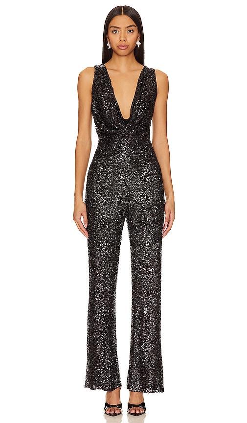 nbd heather jumpsuit in black.