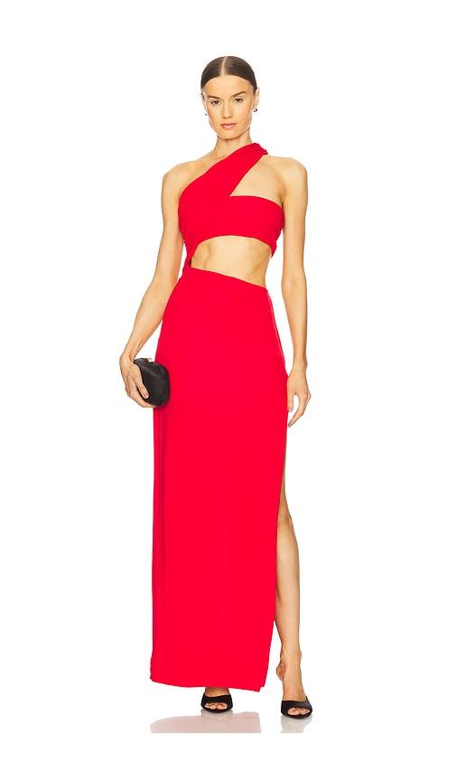 nbd irelina gown in red.