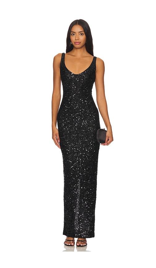 nbd janhvi maxi dress in black.
