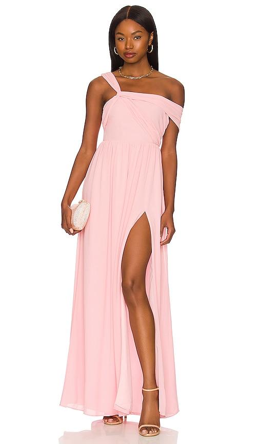 nbd kinsley gown in blush.
