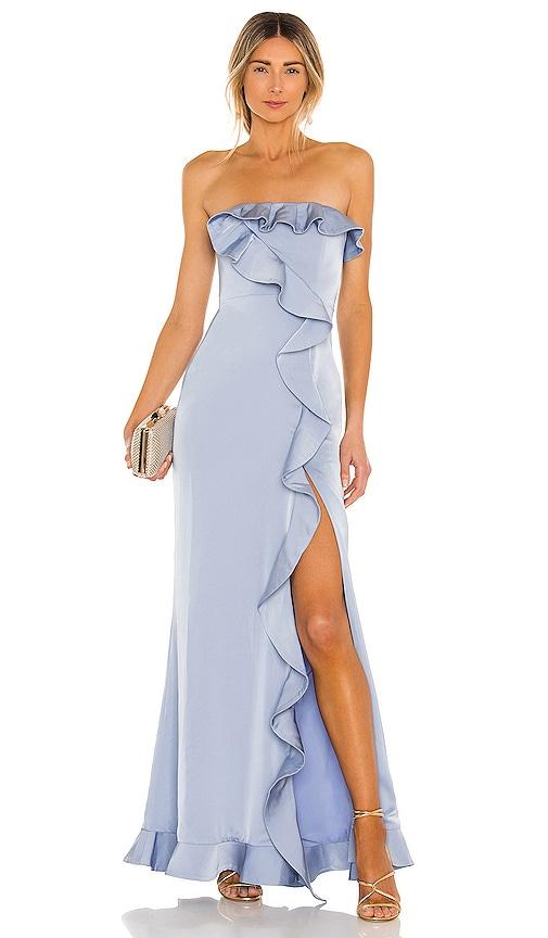nbd luna gown in baby blue.