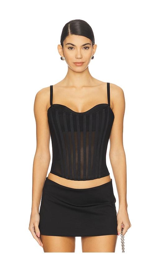 nbd maria corset top in black.