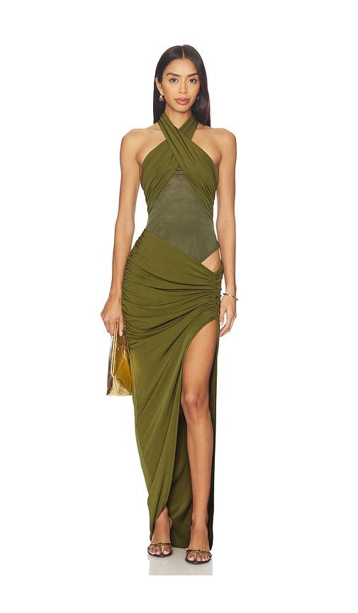nbd meena maxi dress in green.