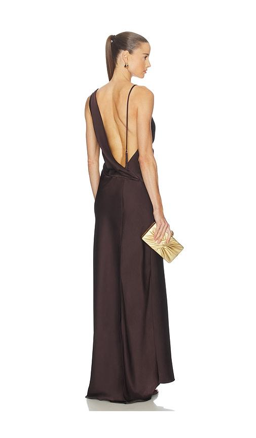 nbd mirella gown in chocolate.