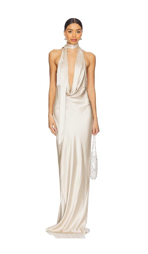 nbd naila gown in beige.