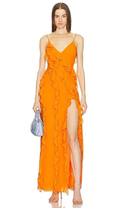 nbd nehna gown in orange.