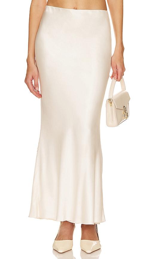 nbd neveah maxi skirt in ivory.
