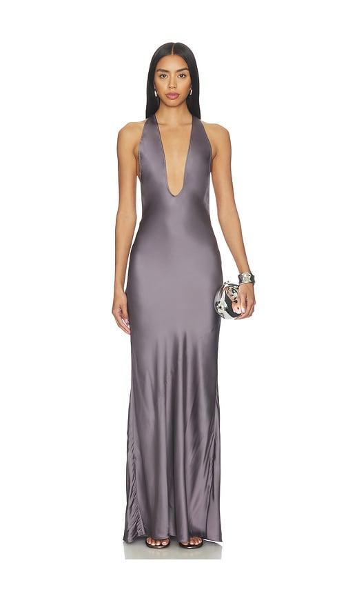 nbd pushpa gown in grey in grey.