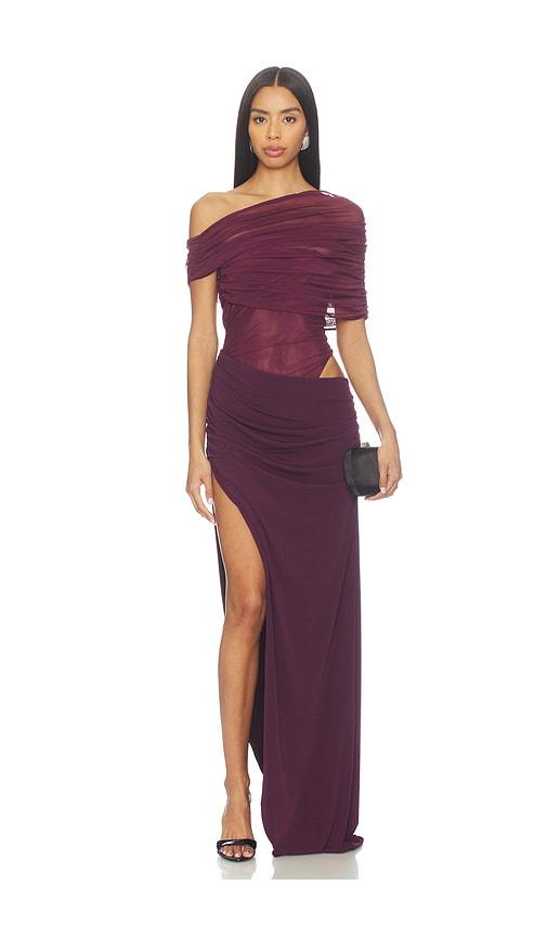 nbd romi maxi dress in purple.