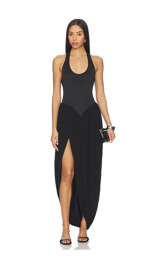 nbd rowenna maxi dress in black.