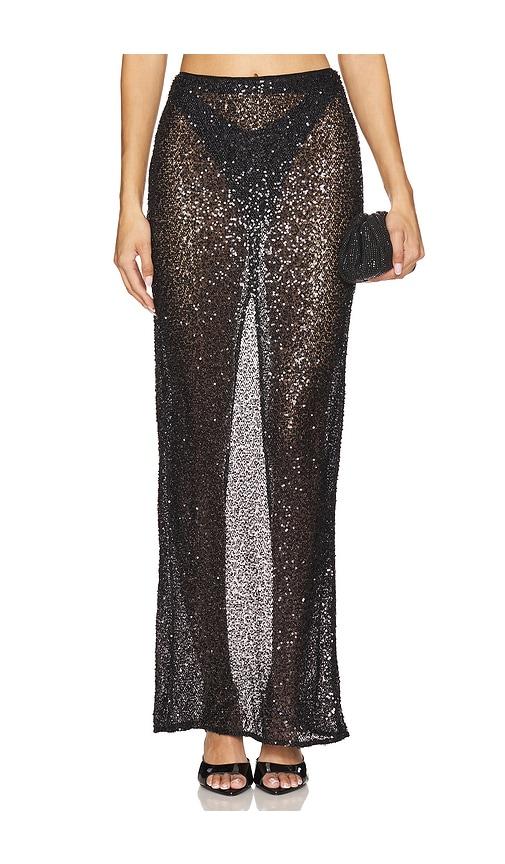 nbd shanti maxi skirt in black.