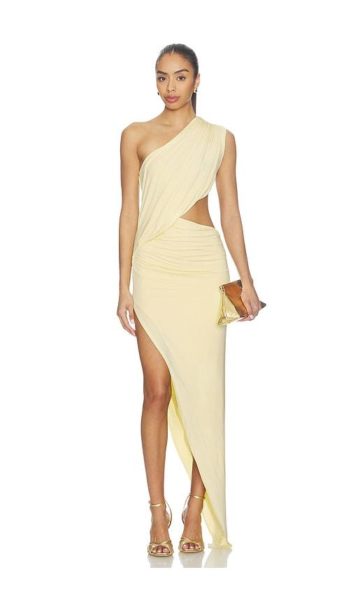 nbd tessara maxi dress in lemon.