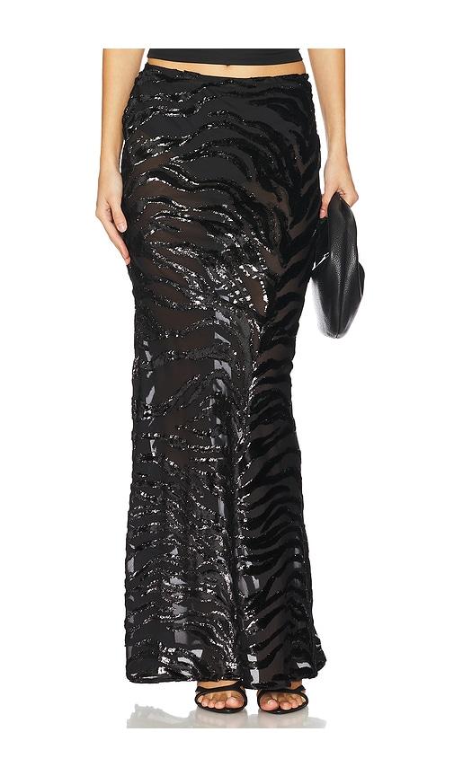 nbd the mira maxi skirt in black.