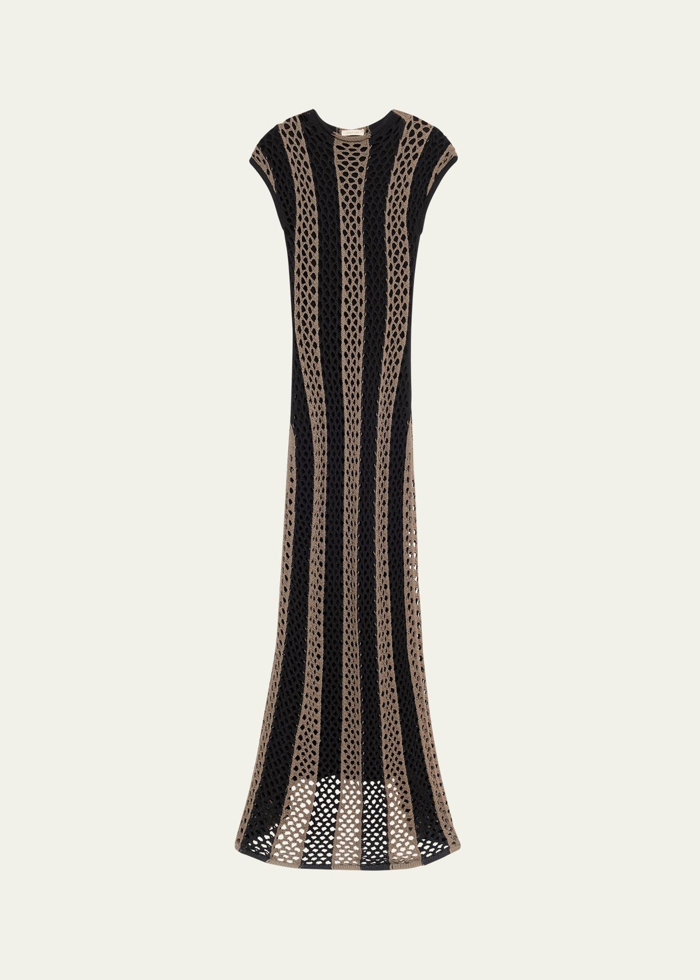 neale open-knit stripe maxi dress