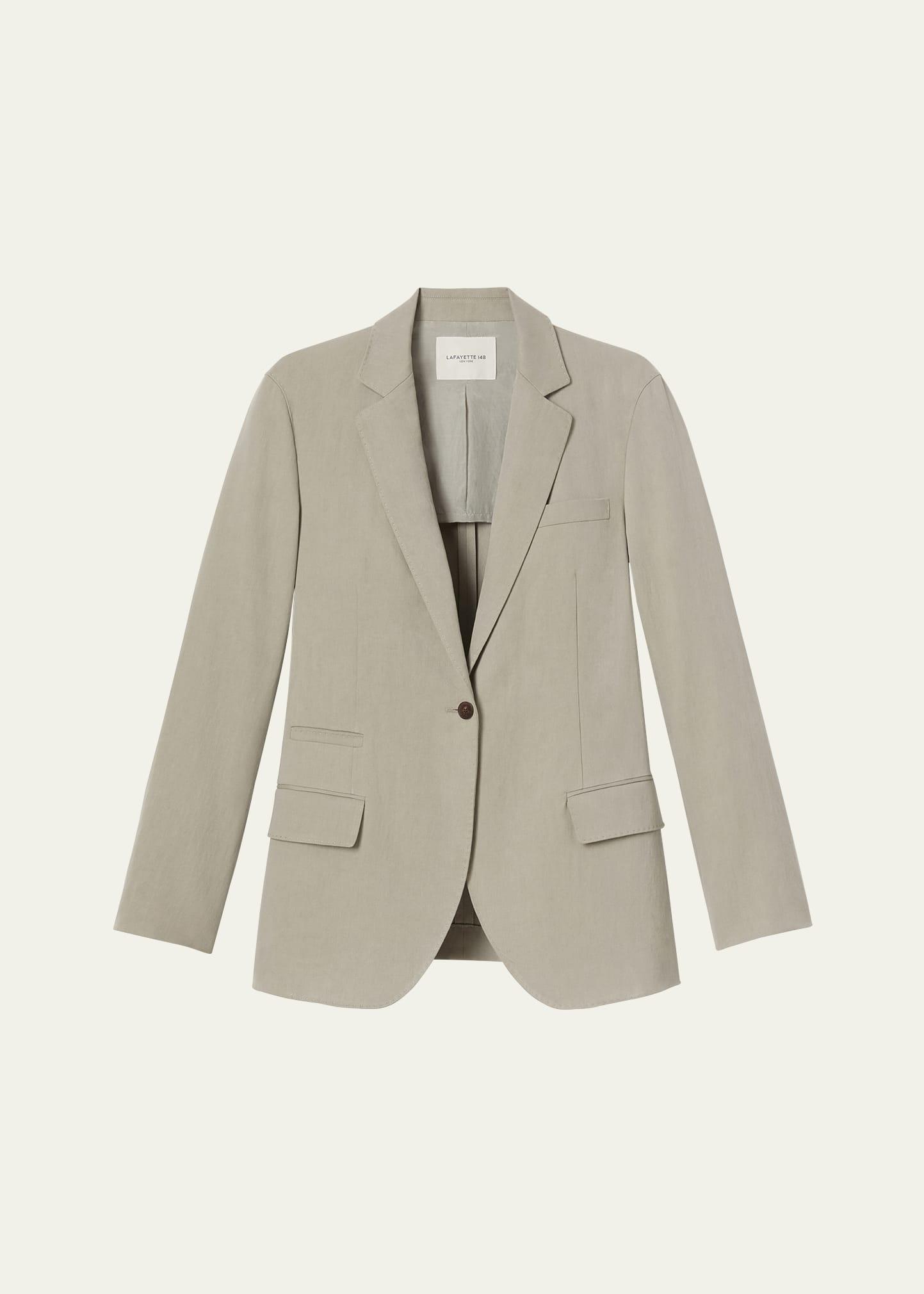 neapolitan belted single-button jacket