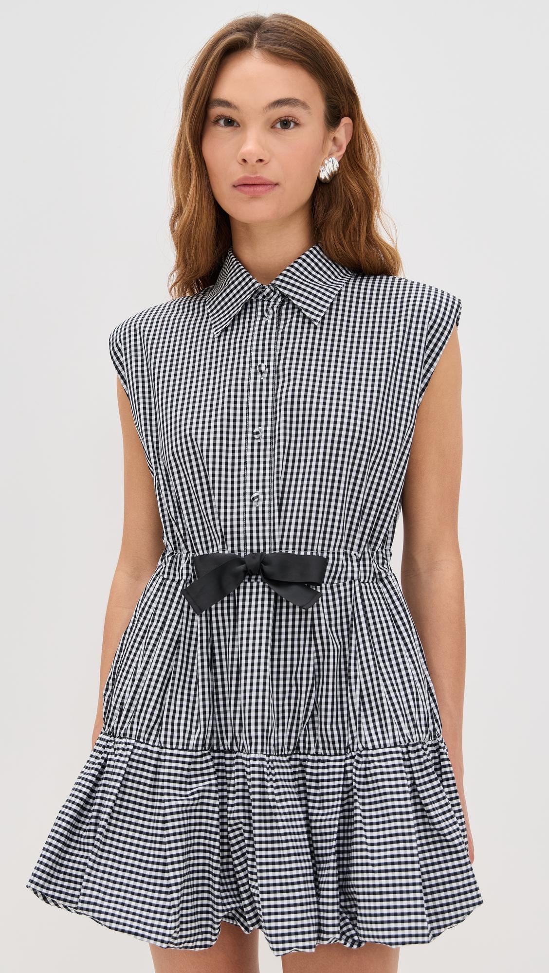 neci gingham t-shirt bubble mini dress