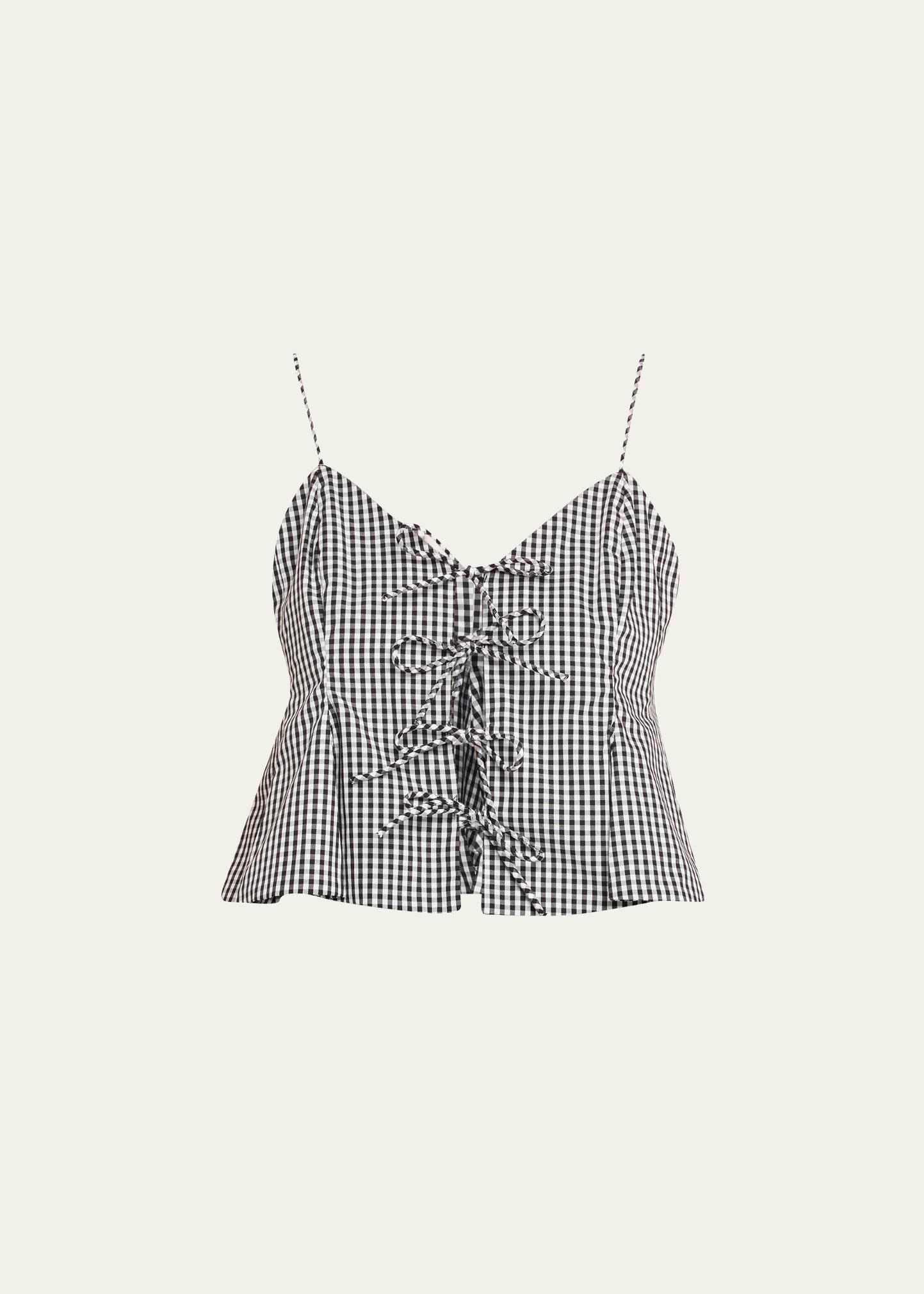neci gingham tie-front cami