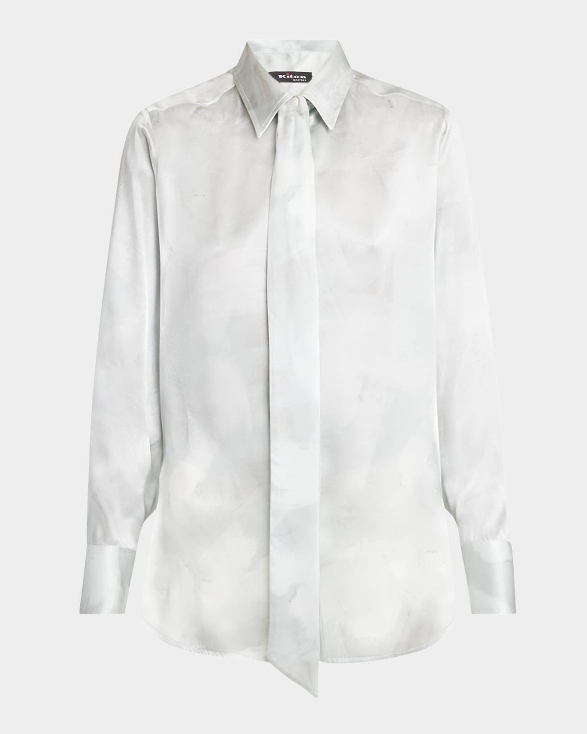 neck-tie button-down silk blouse