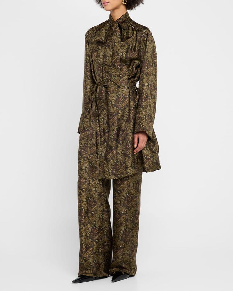 neck-tie cashmere twill dress