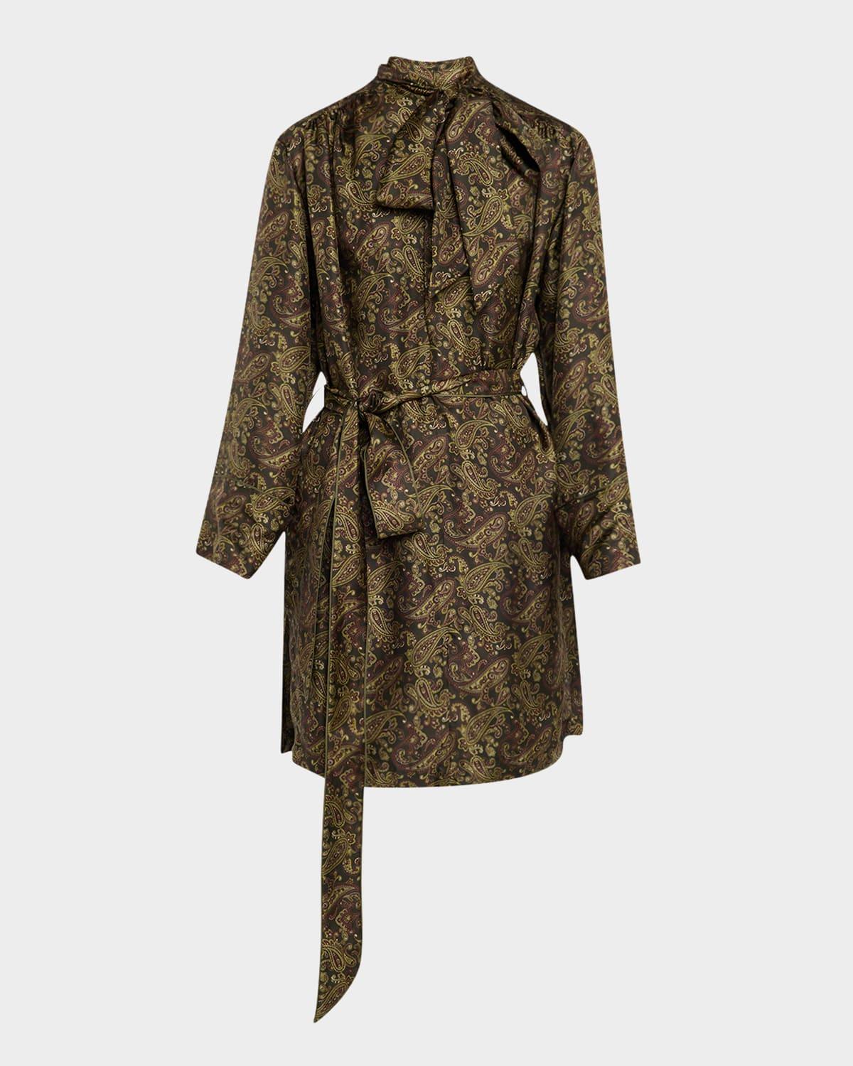 neck-tie cashmere twill dress
