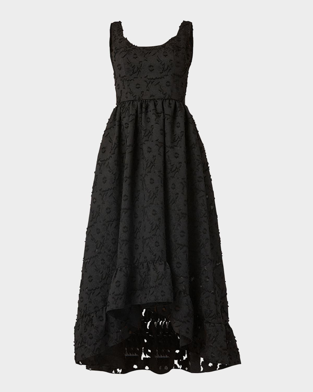 neela high-low floral jacquard gown