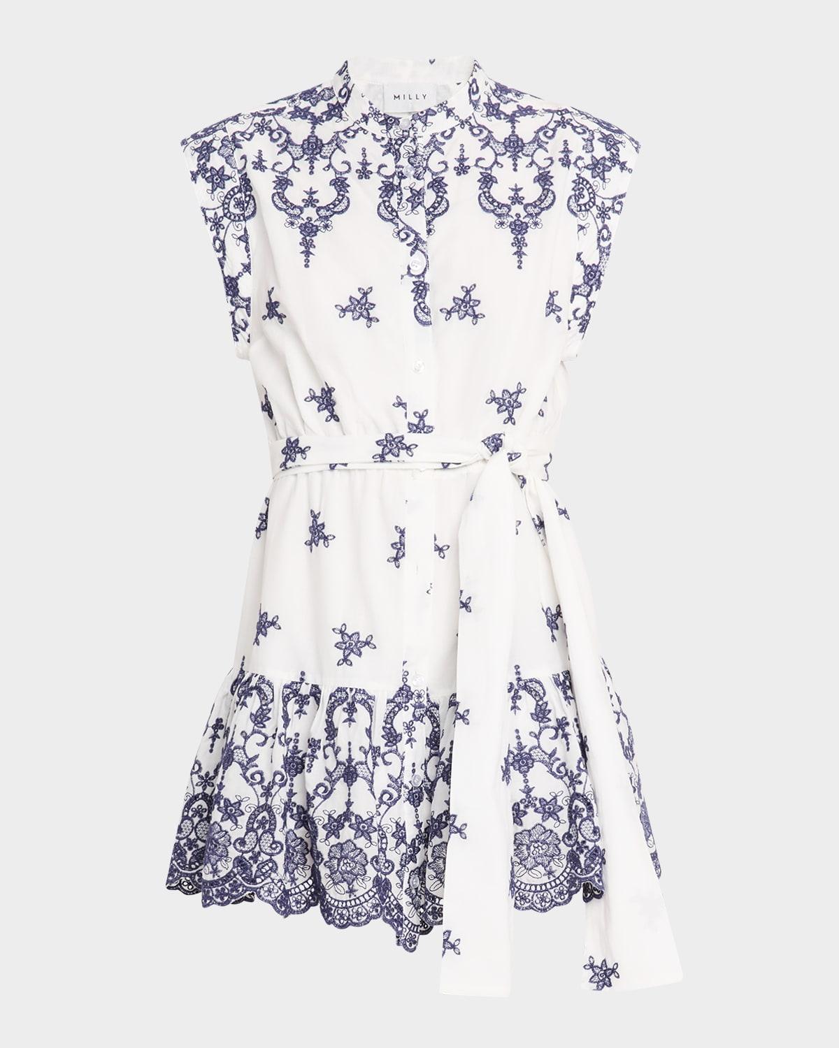 neelie floral eyelet-embroidered mini dress