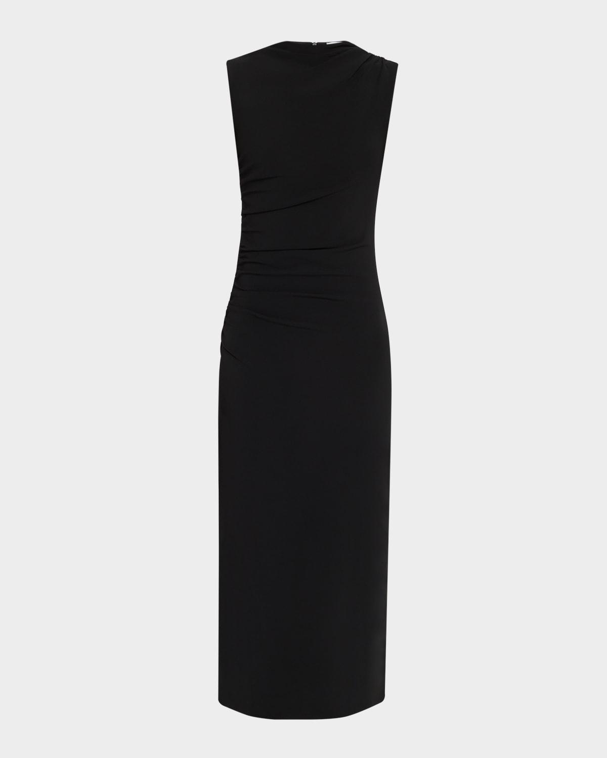 nef ruched mock-neck midi dress
