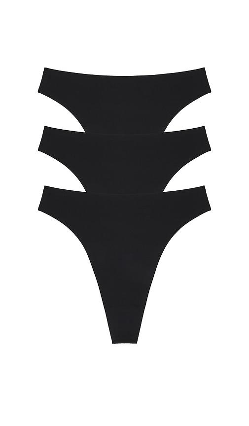 negative underwear base high thong 3-pack in black.