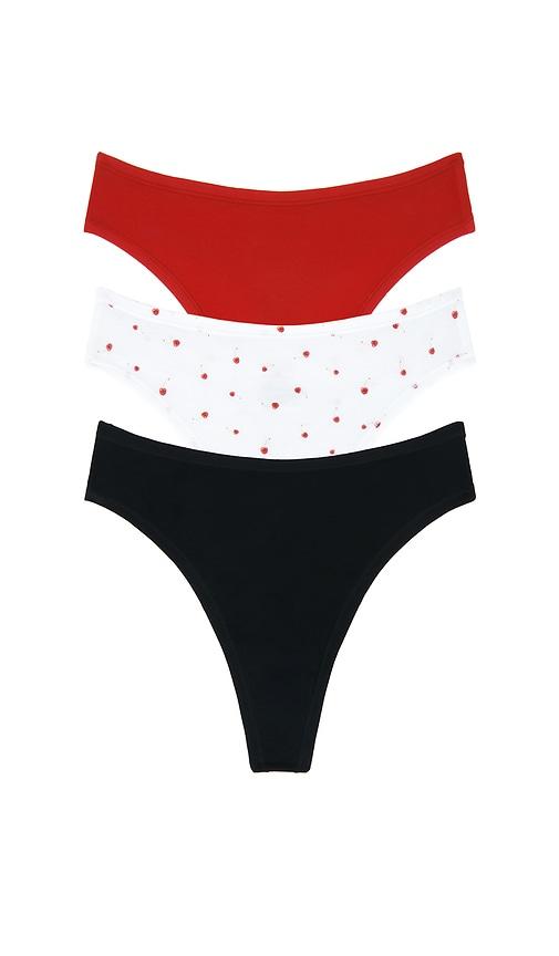 negative underwear cloud cotton thong 3 pack in red.