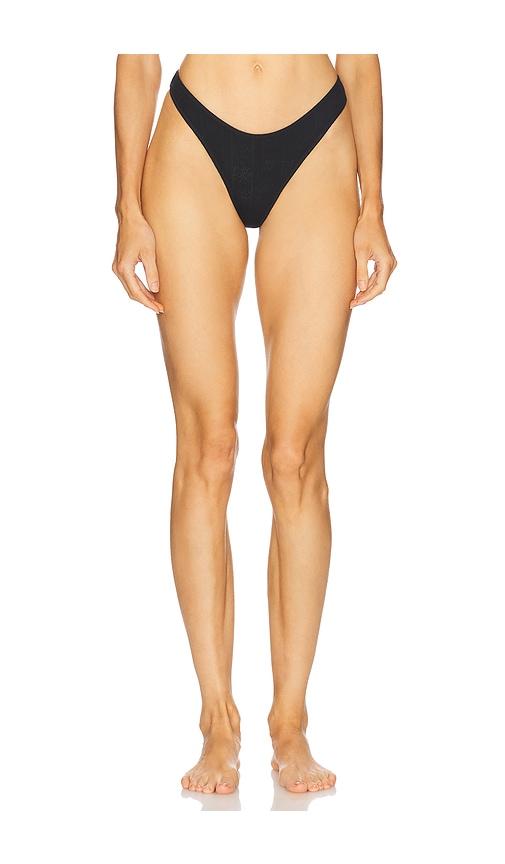 negative underwear pointelle dipped thong in black.