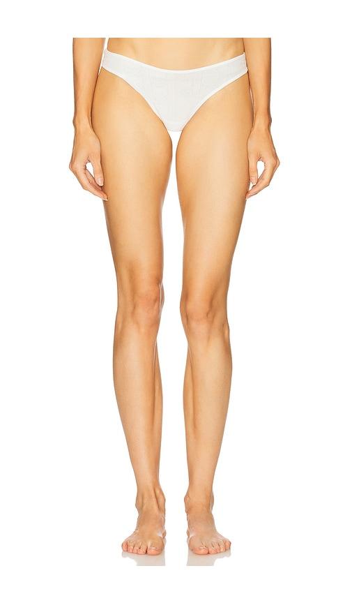 negative underwear pointelle dipped thong in white.