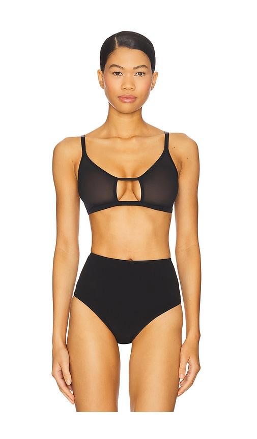 negative underwear sieve cutout bra in black.