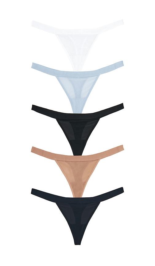 negative underwear sieve thong (5-pack) in blue.
