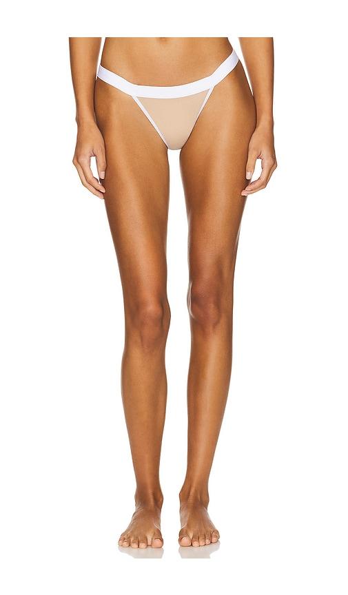 negative underwear sieve thong in beige.