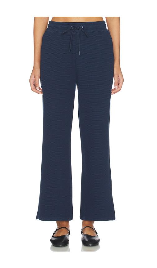 negative underwear waffle knit cropped track pant in navy.