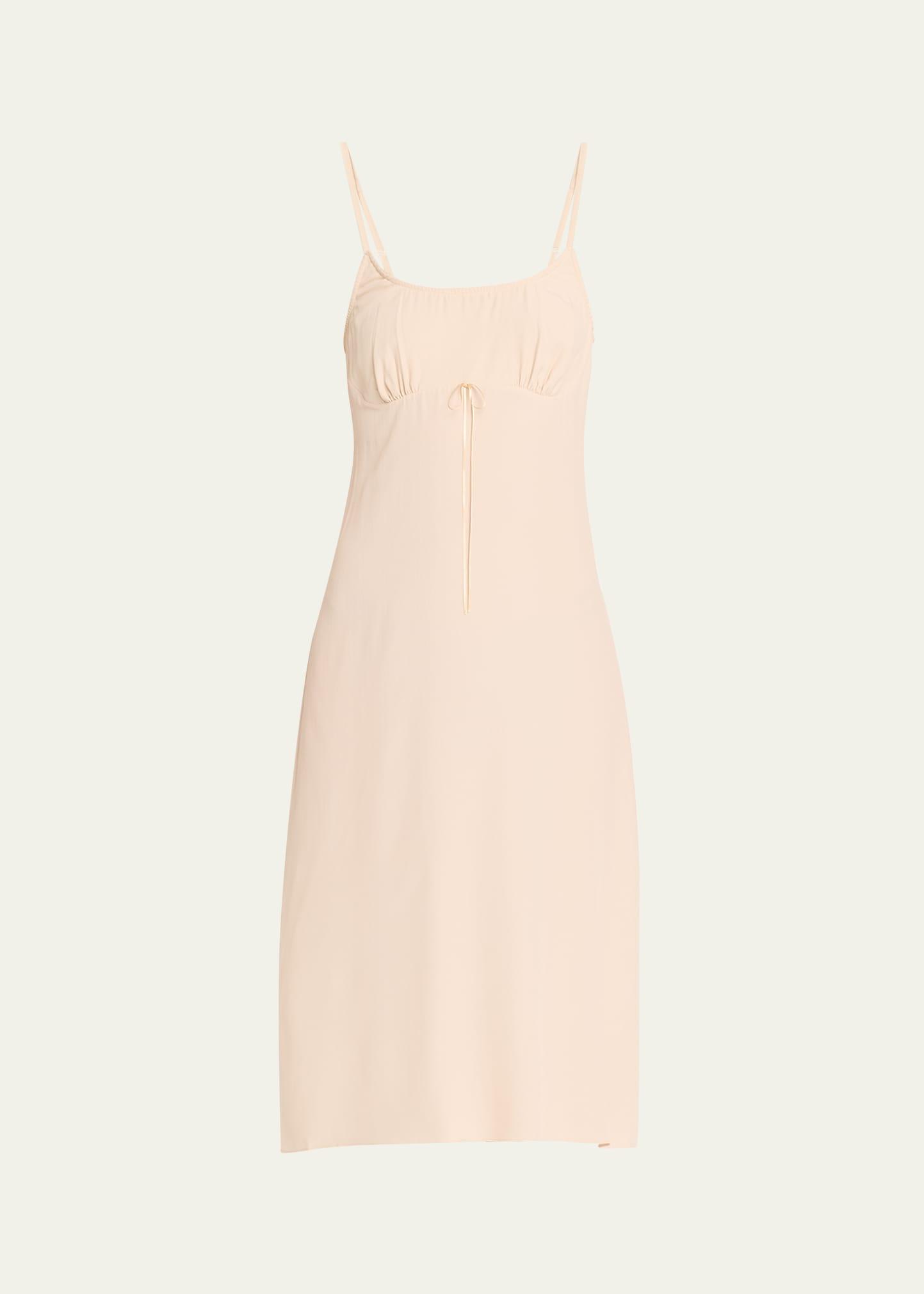 negligee bow midi slip dress